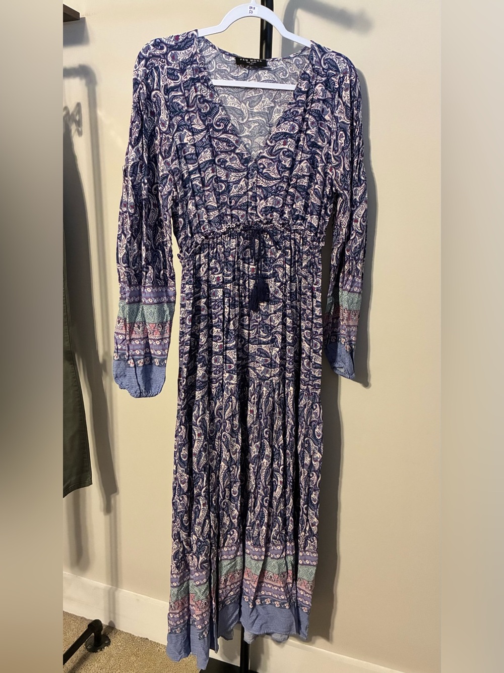 Few Moda Boho Paisley Tiered Maxi Dress Blue Size XS will fit Small/Medium too!